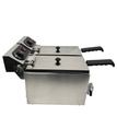 Elektro Tischfriteuse aus Edelstahl, 2 x 4 L, 390 x 540 x 330 mm