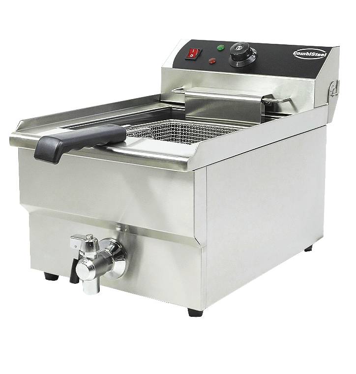 Elektro Tischfriteuse aus Edelstahl, 1 x 10 L, 340 x 560 x 380 mm