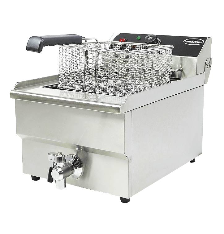 Elektro Tischfriteuse aus Edelstahl, 1 x 10 L, 340 x 560 x 380 mm