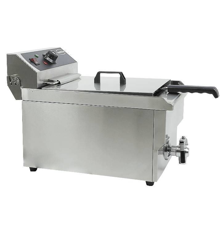 Elektro Tischfriteuse aus Edelstahl, 1 x 10 L, 340 x 560 x 380 mm