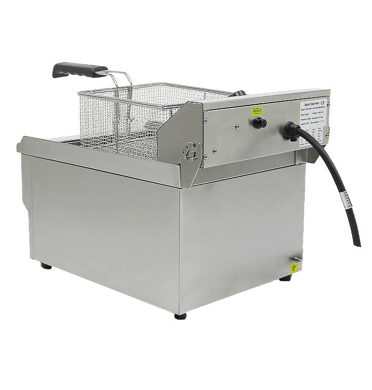 Elektro Tischfriteuse aus Edelstahl, 1 x 10 L, 340 x 560 x 380 mm