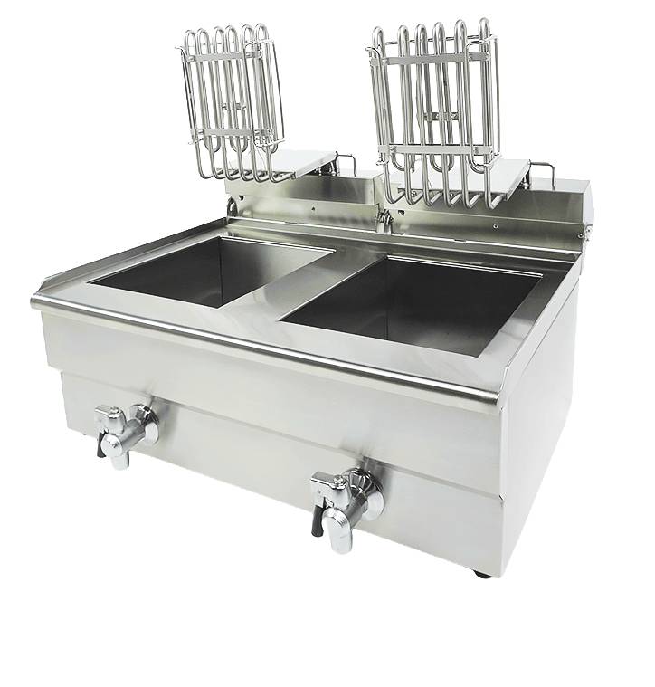 Elektro Tischfriteuse aus Edelstahl, 2 x 10 L, 690 x 560 x 380 mm