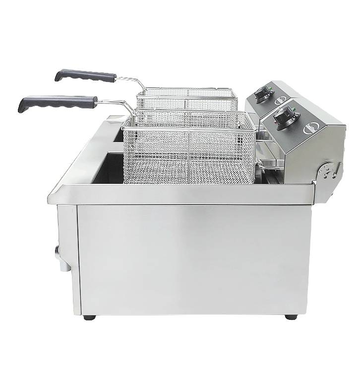 Elektro Tischfriteuse aus Edelstahl, 2 x 10 L, 690 x 560 x 380 mm