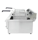 Elektro Tischfriteuse aus Edelstahl, 2 x 10 L, 690 x 560 x 380 mm