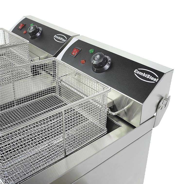 Elektro Tischfriteuse aus Edelstahl, 2 x 10 L, 690 x 560 x 380 mm