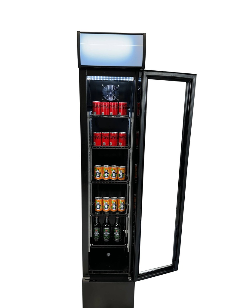 Kühlschrank Glastür, 360 x 422 x 1880 mm, schwarz