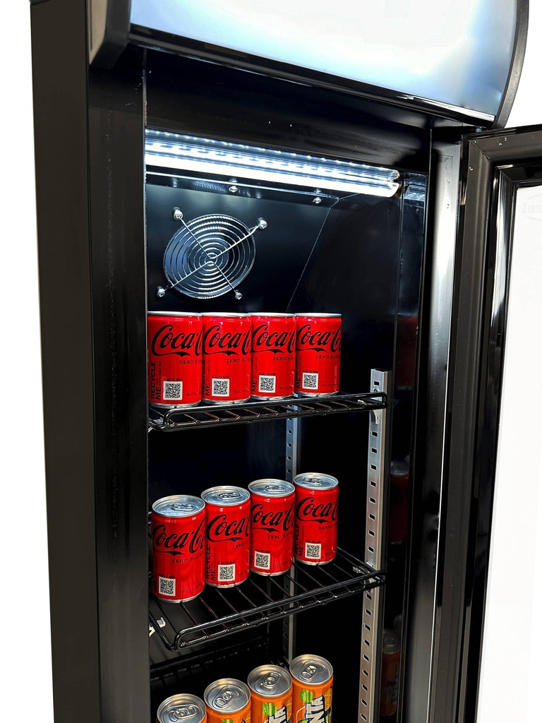 Kühlschrank Glastür, 360 x 422 x 1880 mm, schwarz