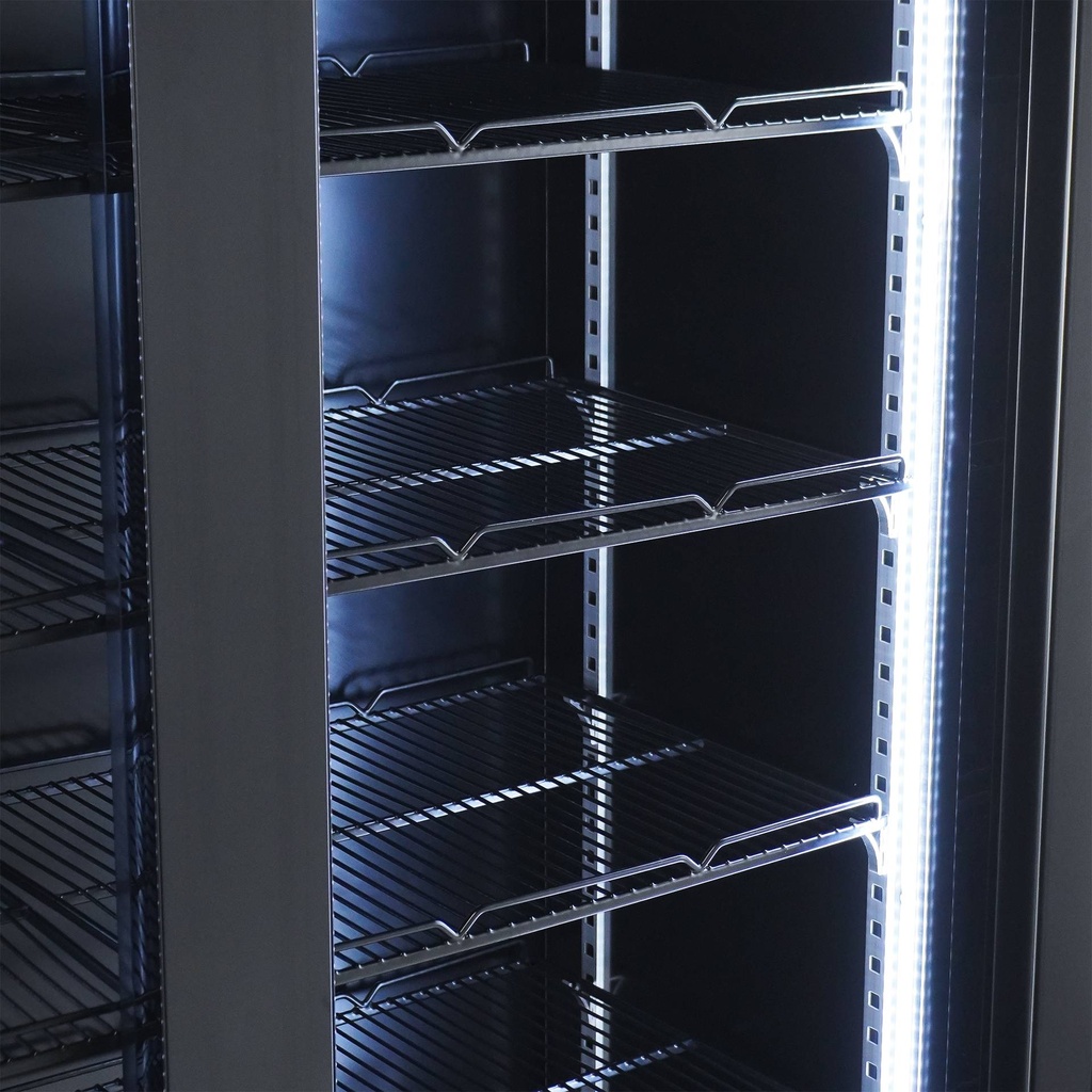 Kühlschrank 2 Glastüren, 1120 x 597 x 2100 mm, schwarz