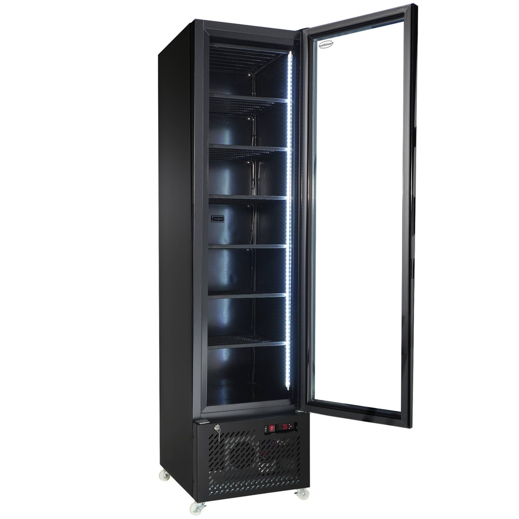 Tiefkühlschrank 1 Glastür, 490 x 560 x 1915 mm, schwarz