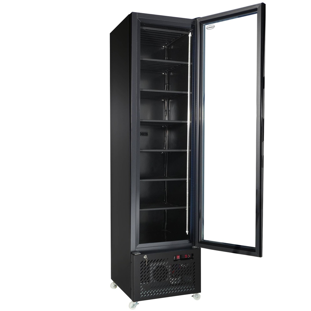 Tiefkühlschrank 1 Glastür, 490 x 560 x 1915 mm, schwarz