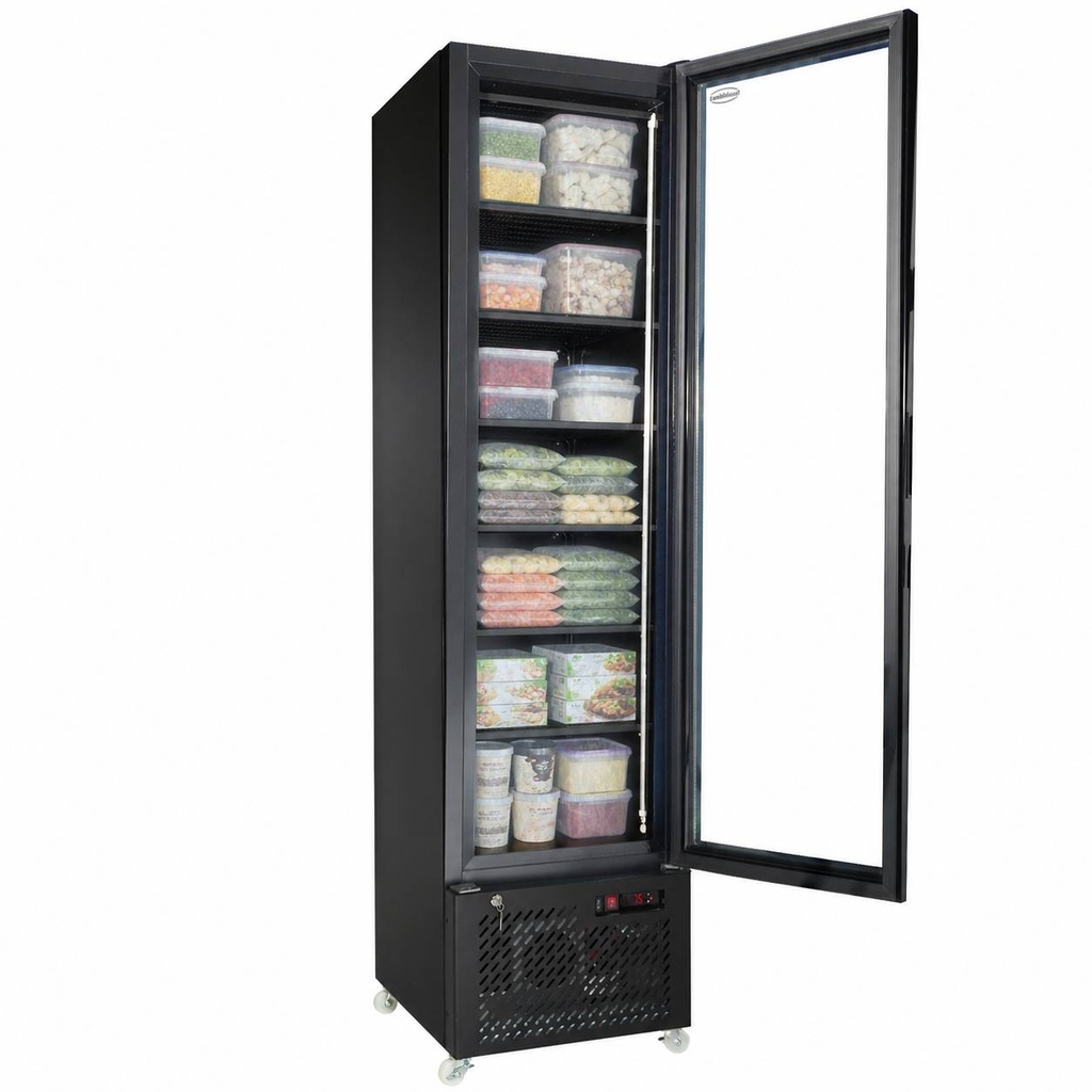 Tiefkühlschrank 1 Glastür, 490 x 560 x 1915 mm, schwarz