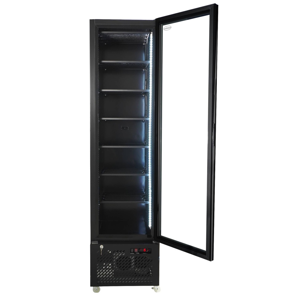 Tiefkühlschrank 1 Glastür, 490 x 560 x 1915 mm, schwarz