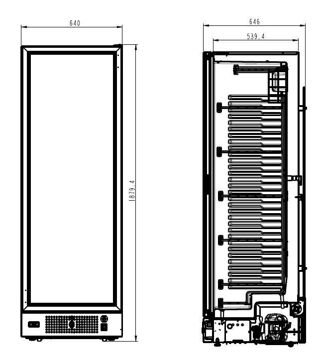 Tiefkühlschrank 1, 382 L, 640 x 670 x 1875 mm, 382 L, schwarz
