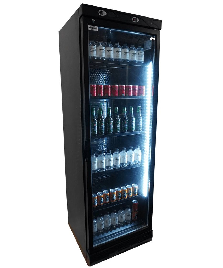 Kühlschrank 1 Glastür, 382 L, 595 x 620 x 1863 mm, schwarz