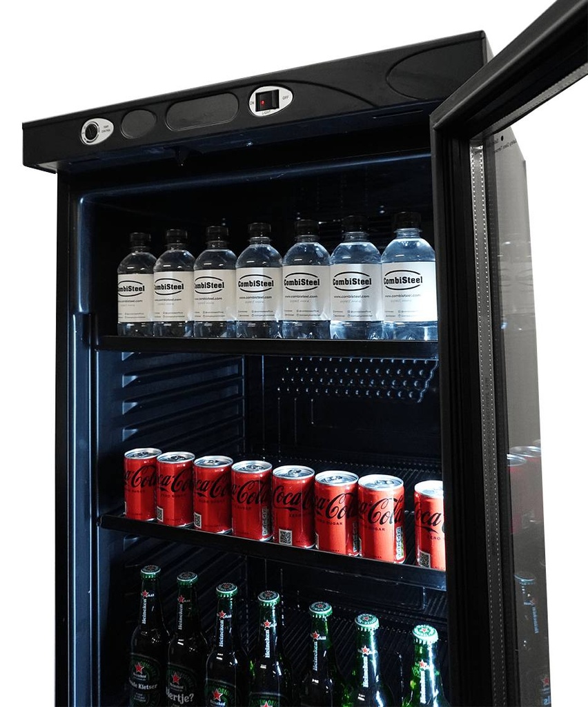 Kühlschrank 1 Glastür, 382 L, 595 x 620 x 1863 mm, schwarz