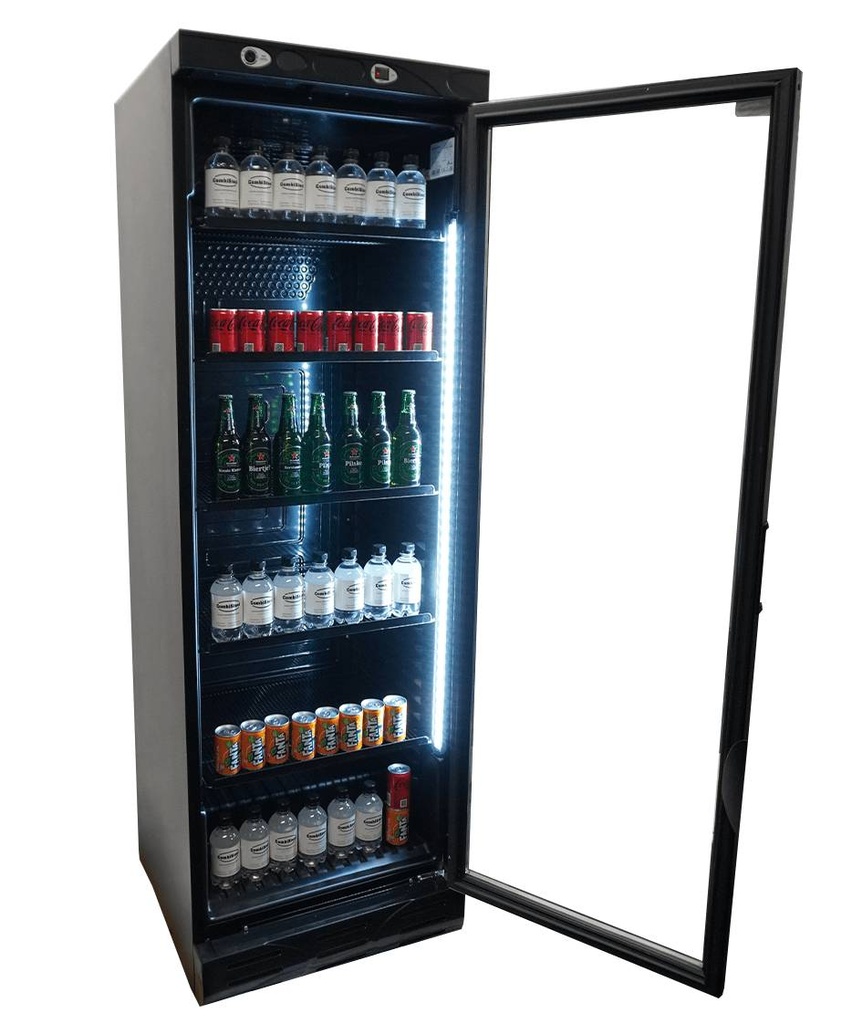 Kühlschrank 1 Glastür, 382 L, 595 x 620 x 1863 mm, schwarz