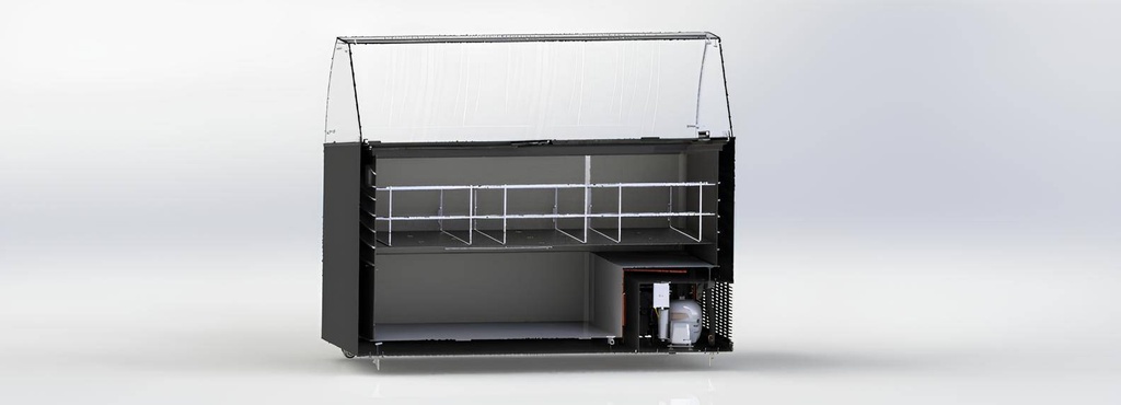 Speiseisvitrine Tenerife, 10 x 5 L, 1439 x 727 x 1229 mm, schwarz