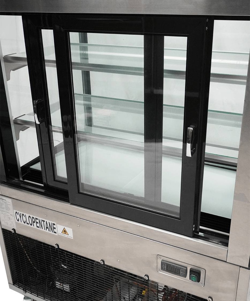 Kühlvitrine, 270 L, 900 x 675 x 1210 mm, schwarz / edelstahl