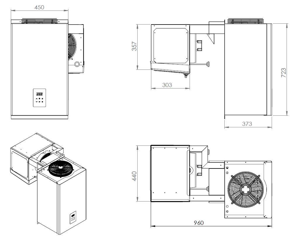 Kühlaggregate Huckepack 6,6-9, 450 x 960 x 723 mm