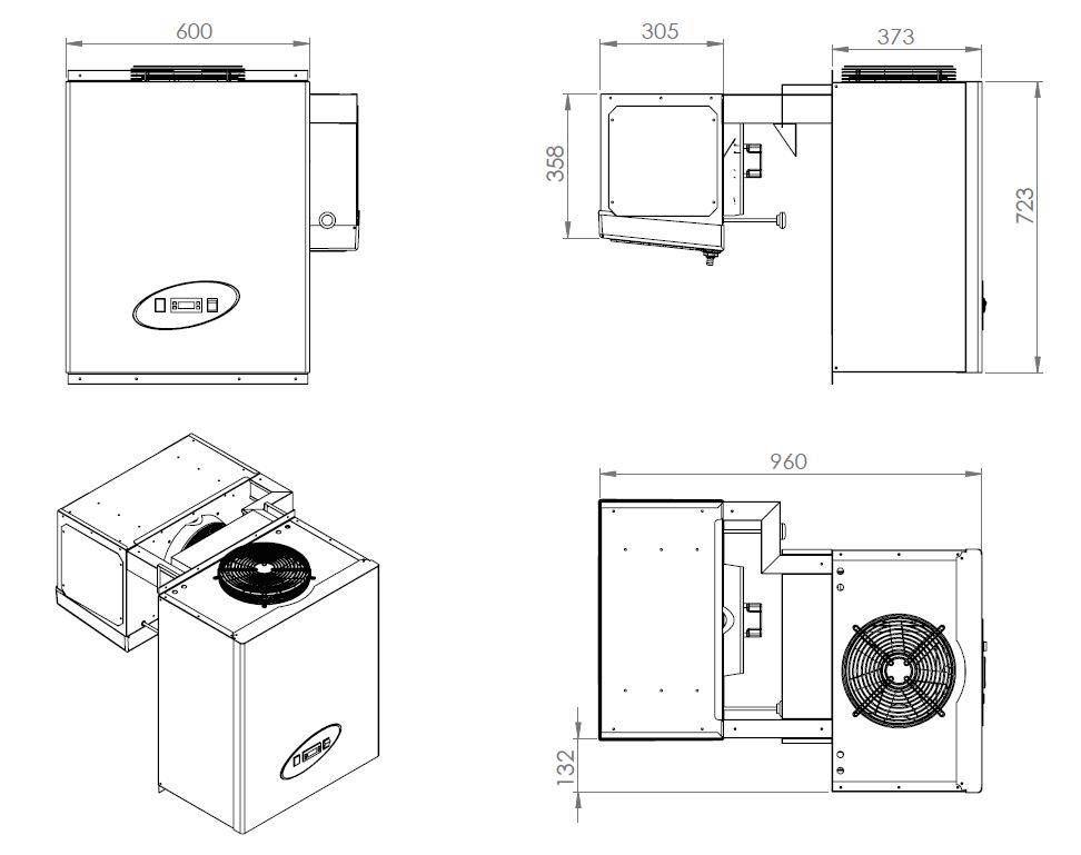 Kühlaggregate Huckepack 9,1-13, 600 x 960 x 723 mm