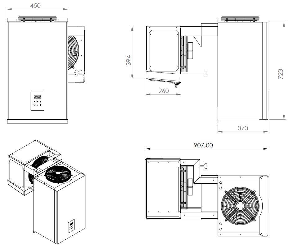 Tiefkühlaggregate Huckepack 4,1-6,5, 450 x 907 x 723 mm