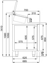 Saladette 3 Türen aus Edelstahl, 10 x 1/3 GN, 1865 x 700 x 1090 mm