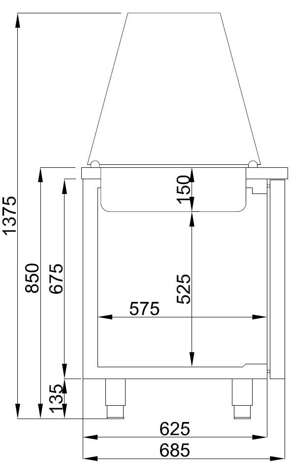 Saladette 2 Türen aus Edelstahl, 3 x 1/1 GN, 1400 x 700 x 850 mm