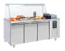 Saladette 3 Türen aus Edelstahl, 4 x 1/1 GN, 1865 x 700 x 850 mm
