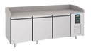 Pizzatisch mit 3 aus Edelstahl, 2100 x 800 x 1080 mm