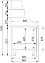 Pizzatisch mit 2 aus Edelstahl, 2100 x 800 x 1080 mm
