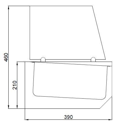 Aufsatzvitrine aus Edelstahl, 10 x 1/3 GN, 2100 x 390 x 460 mm