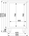Biertheke 2 Türen aus Edelstahl, 1 L, 1550 x 700 x 950 mm
