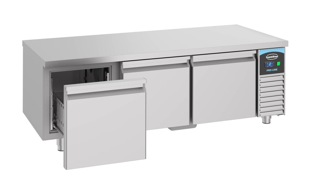 Kühltisch 600 Hoch 3 mit Schubladen aus Edelstahl, 1600 x 700 x 600 mm