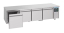Kühltisch 600 Hoch 4 mit Schubladen aus Edelstahl, 2200 x 700 x 600 mm
