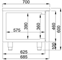 Kühltisch 600 Hoch 4 mit Schubladen aus Edelstahl, 2200 x 700 x 600 mm