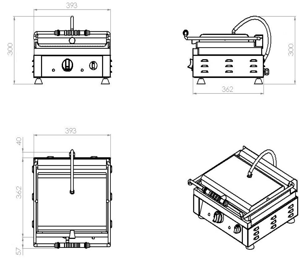 Kontaktgrill Glatt, 410 x 500 x 300 mm