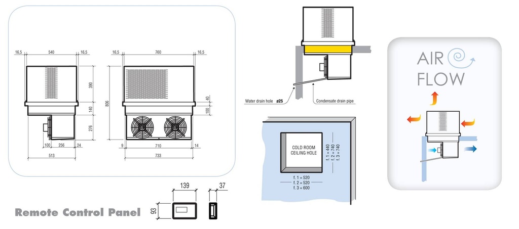 Deckenstopfer Tiefkühlaggregate 6, 760 x 540 x 806 mm