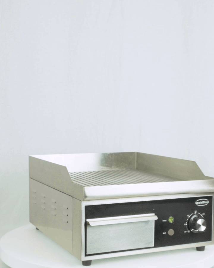 Elektro Grillplatte mit Gerillt aus Edelstahl, 360 x 450 x 220 mm