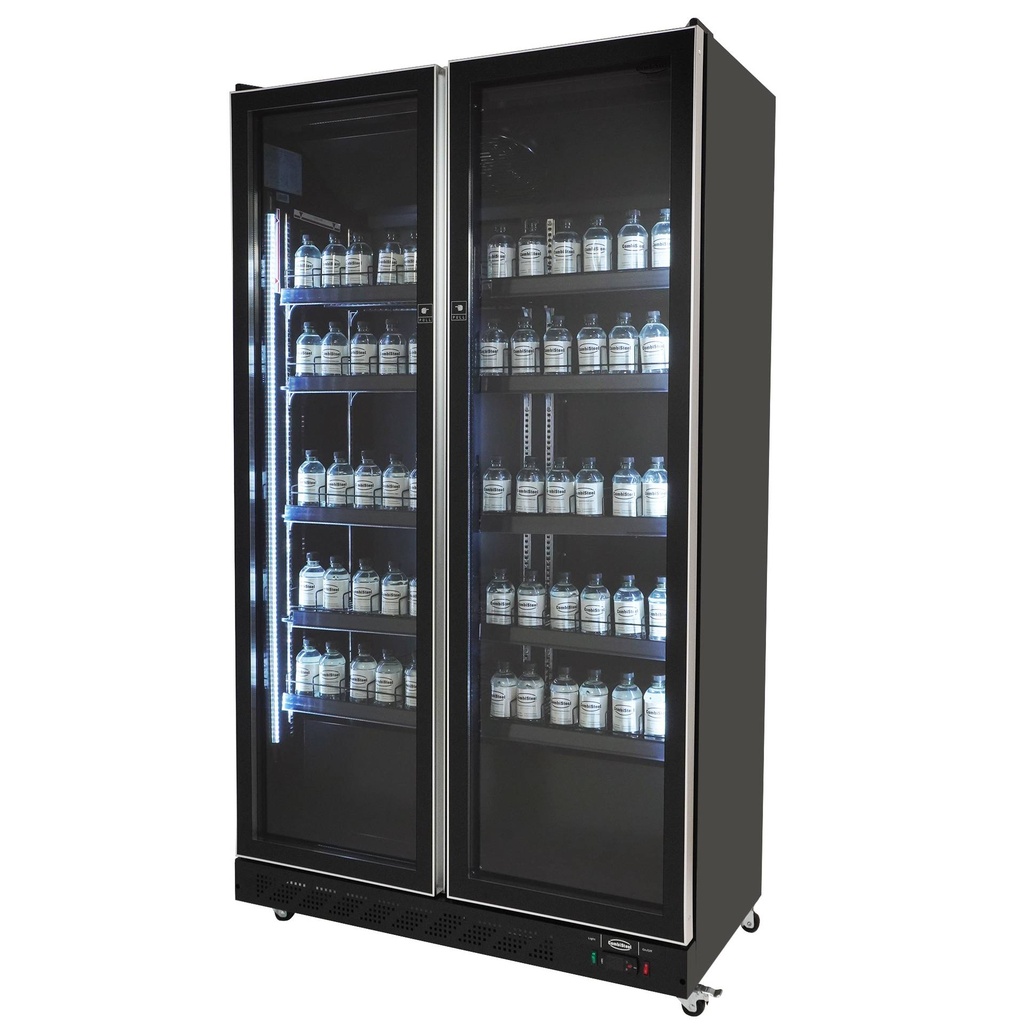Kühlschrank 2 Glastüren, 1100 x 600 x 1980 mm, schwarz
