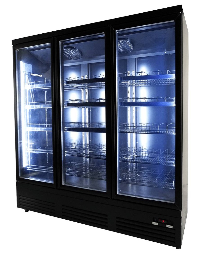 Kühlschrank 3 Glastüren, 1880 x 705 x 2050 mm, schwarz