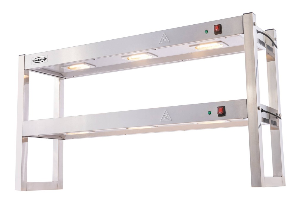 Aufsatzbord Halogen aus Edelstahl, 1200 x 300 x 650 mm