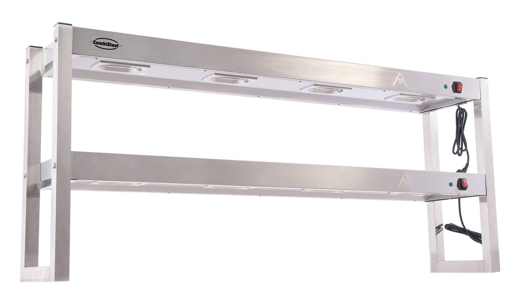 Aufsatzbord Halogen aus Edelstahl, 1500 x 300 x 650 mm