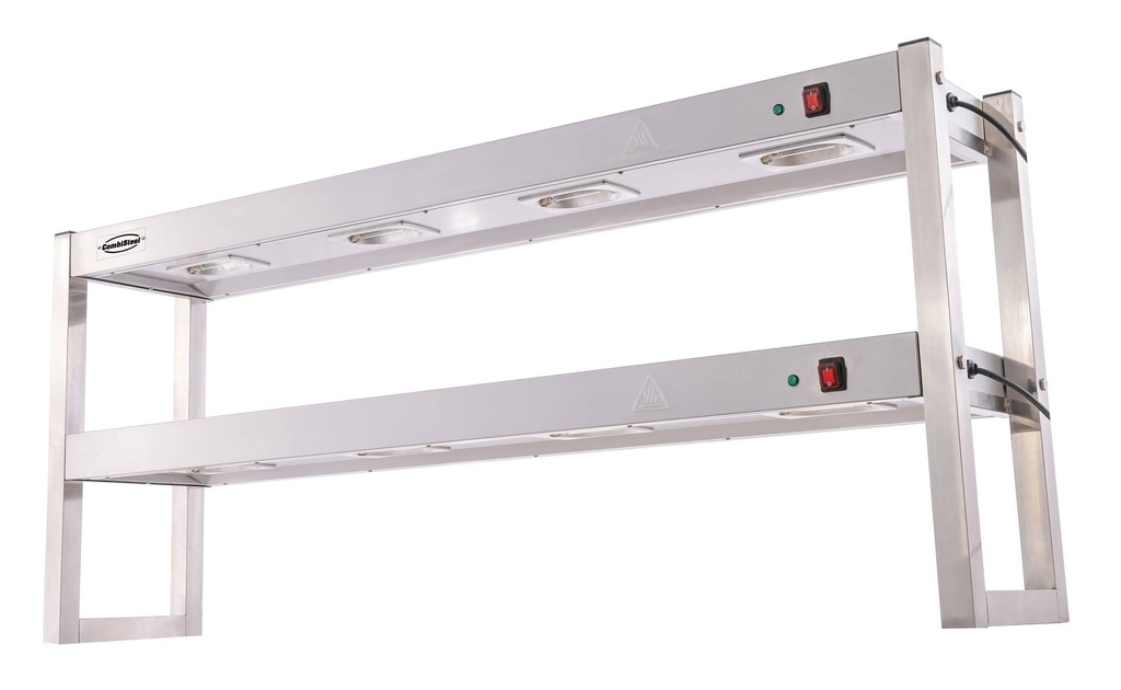 Aufsatzbord Halogen aus Edelstahl, 1500 x 300 x 650 mm
