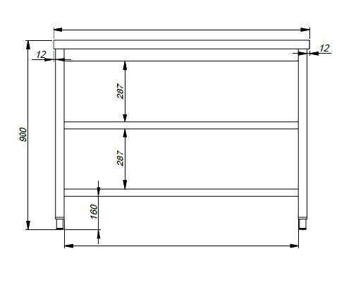 700 Arbeitstisch 2 Boden 2100, 2100 x 700 x 900 mm