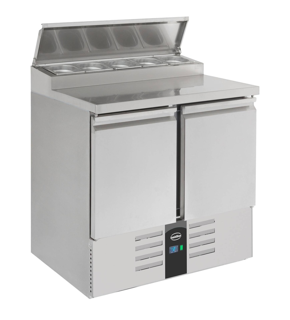 Saladette 2 Türen aus Edelstahl, 5 x 1/6 GN, 903 x 700 x 1006 mm