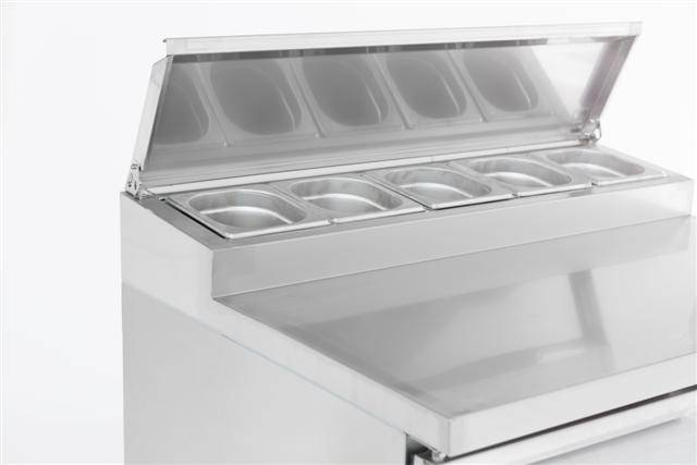 Saladette 2 Türen aus Edelstahl, 5 x 1/6 GN, 903 x 700 x 1006 mm