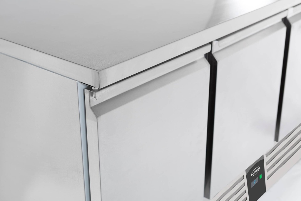 Kühltisch 3 Türen aus Edelstahl, 1365 x 700 x 875 mm