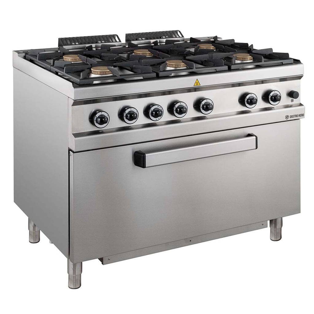 Gasherd Serie 700 - 110/70 mit Gasbackofen - 6 Kochstellen - 42 kW