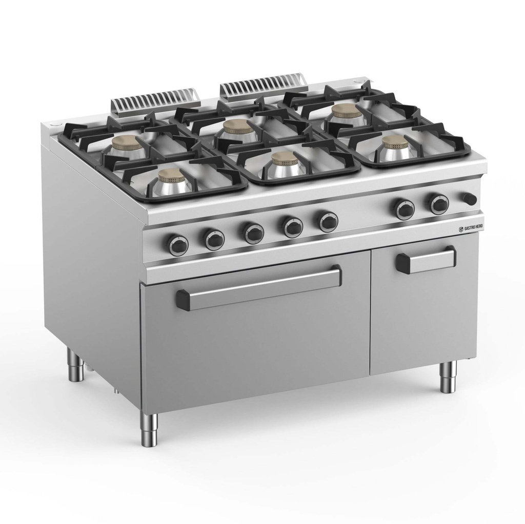 Gasherd  Serie 900 - 120/90 mit Gasbackofen - 6 Kochstellen - 42 kW