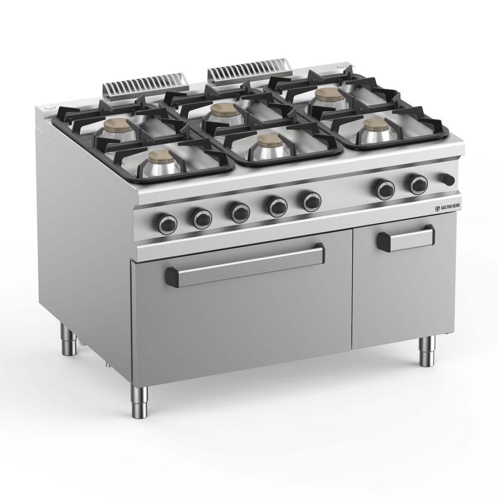 Gasherd  Serie 900 - 120/90 mit Gasbackofen - 6 Kochstellen - 61 kW